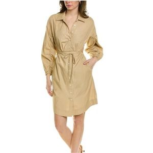 Derek Lam 10 Crosby Jayce Cutout Shirt Dress Size 10 Light Khaki